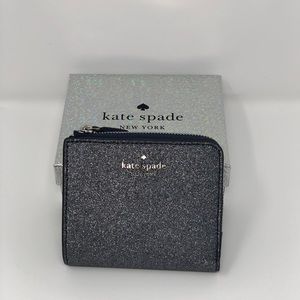 Kate Spade Lola Glitter L-Zip Bifold Wallet with Box